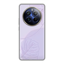 Чехол цветочный дизайн для Realme 12 Plus – Монстера фиолетовая