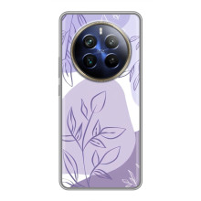 Силконовий чохол з принтом в квітах на Realme 12 Plus (Фіолетовий дизайн)