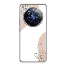 Силконовий чохол з принтом в квітах на Realme 12 Plus (Нюдовий дизайн)
