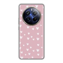 Чохол з розовим принтом для Realme 12 Plus (Сердечки на рожевому)