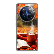 Чехол с уникальным дизайном «Осень с кофе» для Realme 12 Plus – Кофе и дождь
