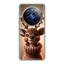 Яркий чехол для Realme 12 Plus с Зимними Оленятами – Олень в свитере