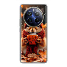 Печатный чехол «Зверята с кофе» для Realme 12 Plus – Белка с кофе