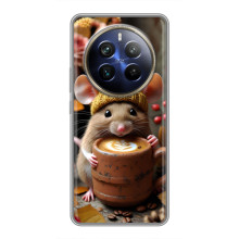 Печатный чехол «Зверята с кофе» для Realme 12 Plus – Медведь с кофе