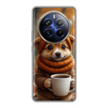 Печатный чехол «Зверята с кофе» для Realme 12 Plus – Песик с кофе
