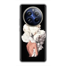 Чехлы (ART) Цветы на Realme 12 Pro Plus (VPrint) (Белые цветы)