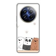 Чехлы с изображением разных животных для Realme 12 Pro Plus (Удивленные медвеженки)