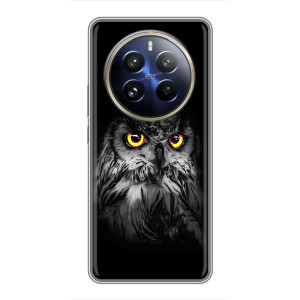 Чехлы с принтом СОВЫ для Realme 12 Pro Plus – Сова на чёрном