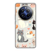 Чехол с рисунком кот на Realme 12 Pro Plus (Коллаж котов)
