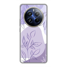Силиконовый чехол с принтом в цветах на Realme 12 Pro Plus (Фиолетовый дизайн)