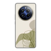 Силиконовый чехол с принтом в цветах на Realme 12 Pro Plus (Монстера зелёная)