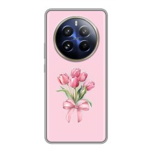 Чехол с розовым рисунком для Realme 12 Pro Plus (Букет цветов)