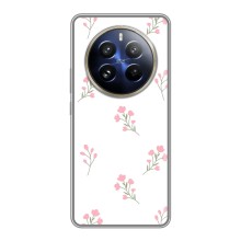 Чехол с розовым рисунком для Realme 12 Pro Plus (Розовые цветы)