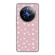 Чехол с розовым рисунком для Realme 12 Pro Plus (Сердечки на розовом)
