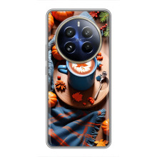 Чехол с уникальным дизайном «Осень с кофе» для Realme 12 Pro Plus – Кофе и тыквы