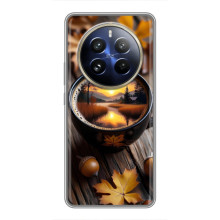 Чехол с уникальным дизайном «Осень с кофе» для Realme 12 Pro Plus – Тёмный кофе