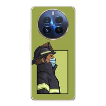 Силиконовый бампер (Работники) на Realme 12 Pro Plus (Пожарник)