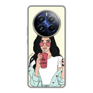 Силиконовый Чехол на Realme 12 Pro Plus с картинкой Стильных Девушек – С напитком