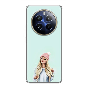 Силиконовый Чехол на Realme 12 Pro Plus с картинкой Стильных Девушек – В шапке