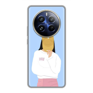 Силиконовый Чехол на Realme 12 Pro Plus с картинкой Стильных Девушек – Желтая кепка