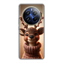 Яркий чехол для Realme 12 Pro Plus с Зимними Оленятами – Олень в свитере