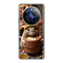 Печатный чехол «Зверята с кофе» для Realme 12 Pro Plus – Медведь с кофе