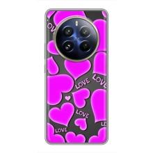 Чехлы для любимой на Реалми 12 Про (VPrint) (Pink hearts)
