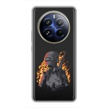Силиконовый чехол с картинкой "Герой Pubg" на Realme 12 Pro – В огне