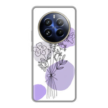 Силконовий чохол з принтом в квітах на Realme 12 Pro – Фіолетовий букет