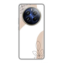 Силконовий чохол з принтом в квітах на Realme 12 Pro – Нюдовий дизайн