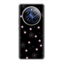 Чохол з розовим принтом для Realme 12 Pro – Рожеві квіти на чорному