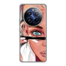 Силиконовый Чехол на Realme 12 Pro с картинкой Стильных Девушек – Девушка и ресницы