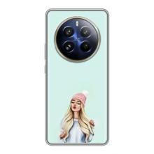 Силиконовый Чехол на Realme 12 Pro с картинкой Стильных Девушек – В шапке