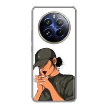 Силиконовый Чехол на Realme 12 Pro с картинкой Стильных Девушек – В зеленом