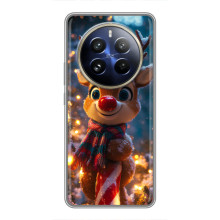 Яскравий чохол для Realme 12 Pro з Зимові Оленята – Олень з шарфом