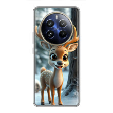 Яскравий чохол для Realme 12 Pro з Зимові Оленята – Оленятко в лісі