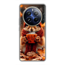Печатный чехол «Зверята с кофе» для Realme 12 Pro – Белка с кофе