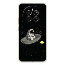 Силиконовый Чехол с принтом "Космонавты" на Realme 13 4G – Космонавт на рыбалке