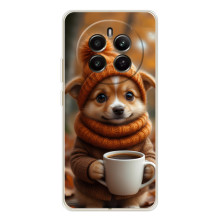 Печатный чехол «Зверята с кофе» для Realme 13 4G – Песик с кофе