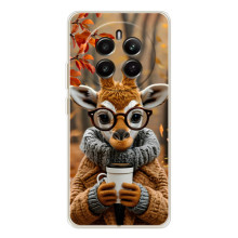 Печатный чехол «Зверята с кофе» для Realme 13 4G – Жираф с кофе