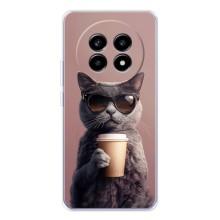 Чехол с принтом стильные животные для Реалми 13 Про Плюс – Кот с кофе
