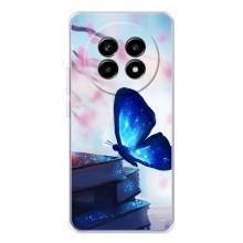 Силиконовый бампер с картинкой животных для Realme 13 Pro Plus (Бабочка синяя)