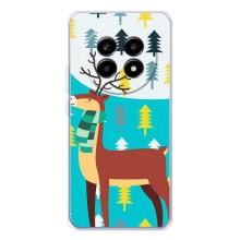 Силиконовый бампер с картинкой животных для Realme 13 Pro Plus (Олень с шарфом)