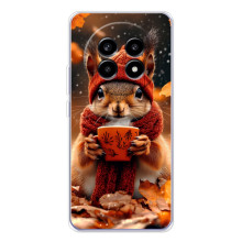 Печатный чехол «Зверята с кофе» для Realme 13 Pro Plus – Белка с кофе