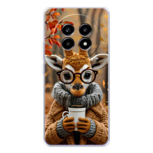 Печатный чехол «Зверята с кофе» для Realme 13 Pro Plus – Жираф с кофе