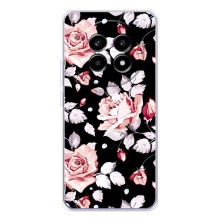 Чехлы с Цветами для Realme 13 Pro (VPrint) (Цветочки на черном)