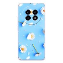 Чехол с Цветами для Realme 13 Pro (ромашки на голубом)