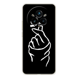 Чехлы (Знак сердечка) на Realme 14 Pro 5G – Сердце на черном