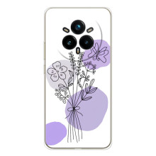 Силиконовый чехол с принтом в цветах на Realme 14 Pro 5G – Фиолетовый букет