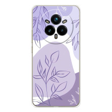 Силиконовый чехол с принтом в цветах на Realme 14 Pro 5G – Фиолетовый дизайн
